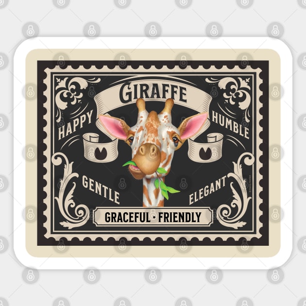 Cute Funny Gentle Giraffe Stamp Design Sticker by Danny Gordon Art